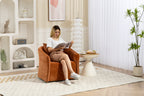 Mid Century Modern Swivel Accent Chair with Wood Frame, Upholstered Living Room Chairs with Waist Cushion, Reading Armchair for Bedroom