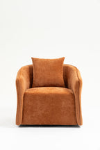 Mid Century Modern Swivel Accent Chair with Wood Frame, Upholstered Living Room Chairs with Waist Cushion, Reading Armchair for Bedroom