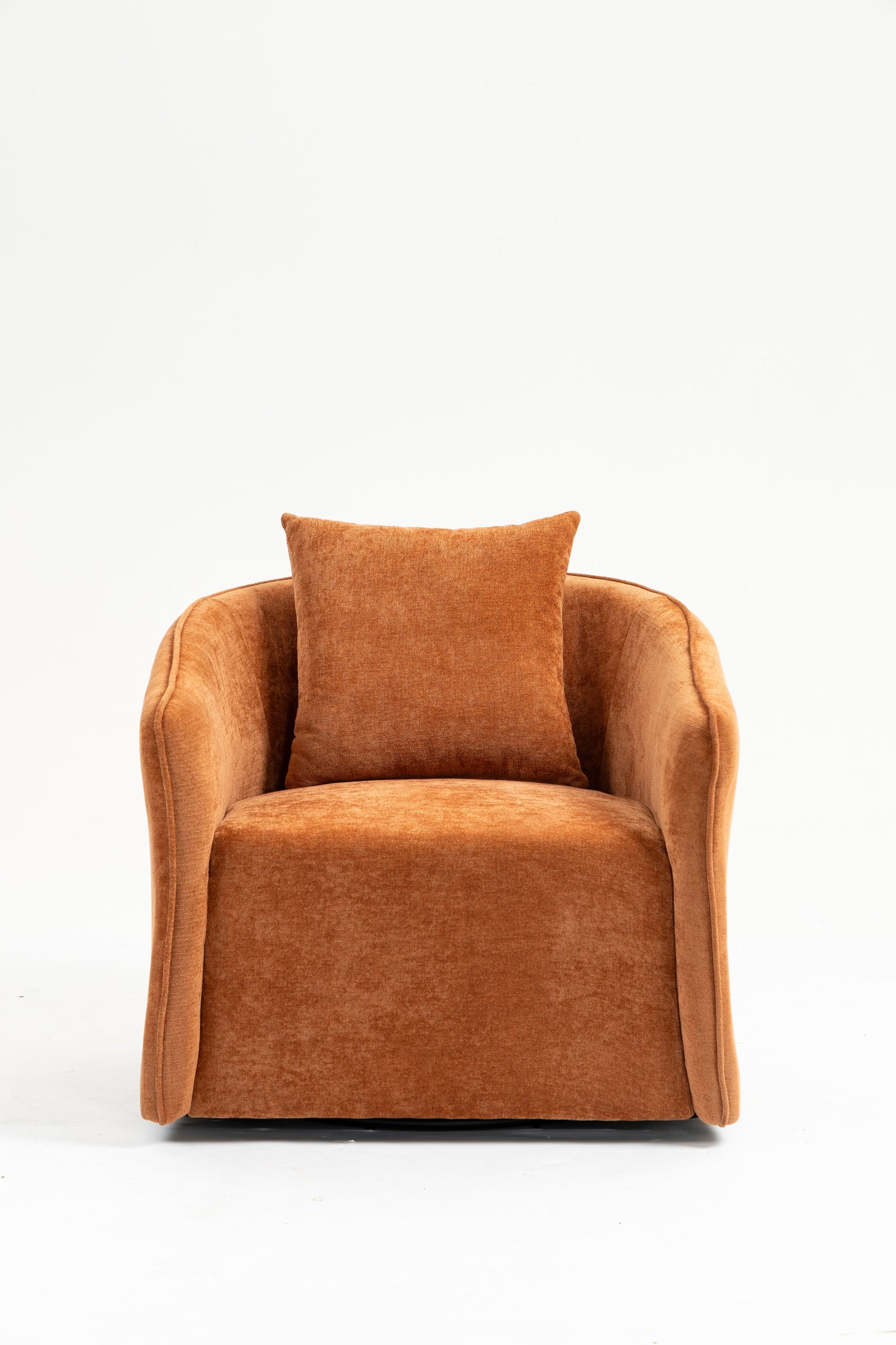 Mid Century Modern Swivel Accent Chair with Wood Frame, Upholstered Living Room Chairs with Waist Cushion, Reading Armchair for Bedroom