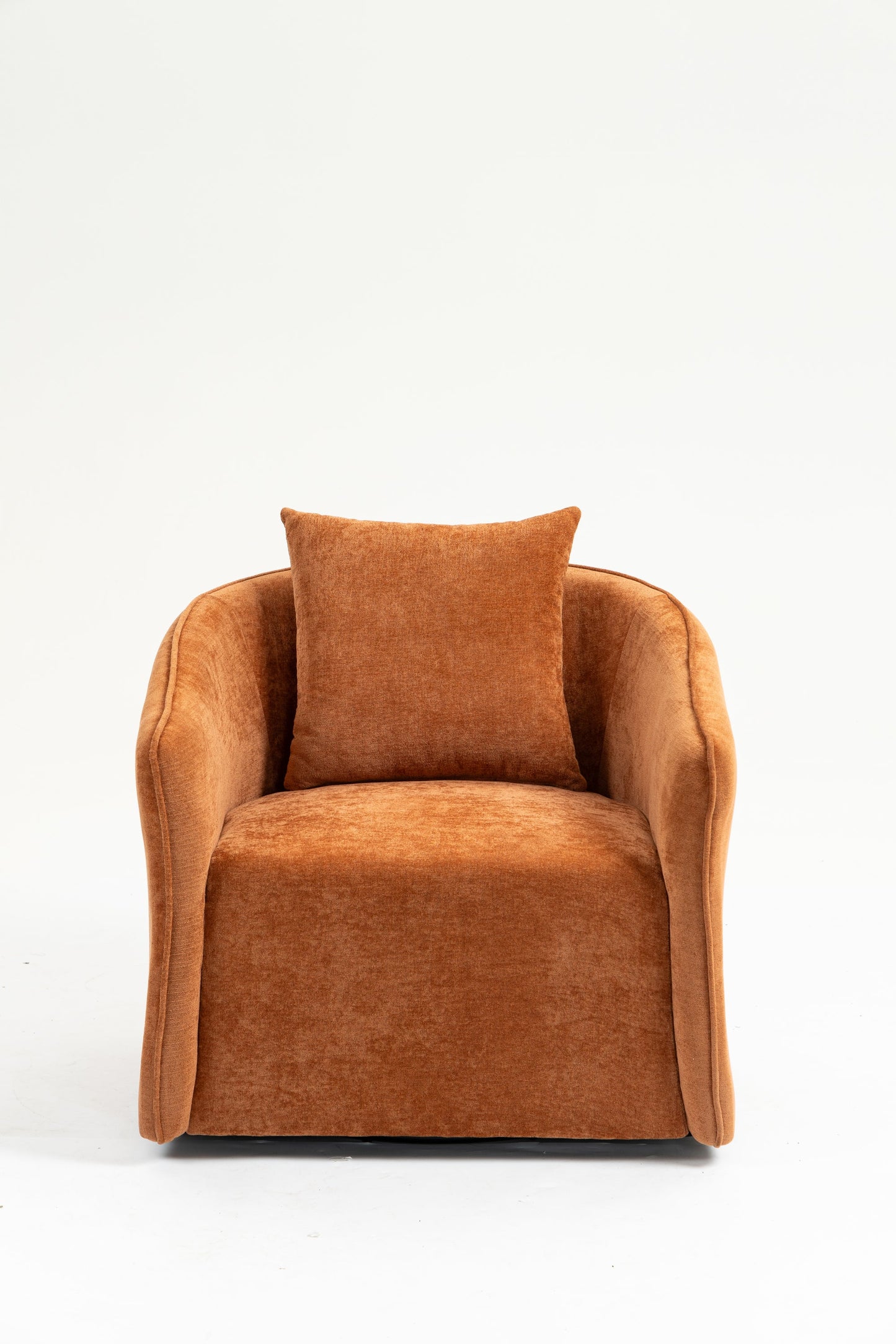 Mid Century Modern Swivel Accent Chair with Wood Frame, Upholstered Living Room Chairs with Waist Cushion, Reading Armchair for Bedroom