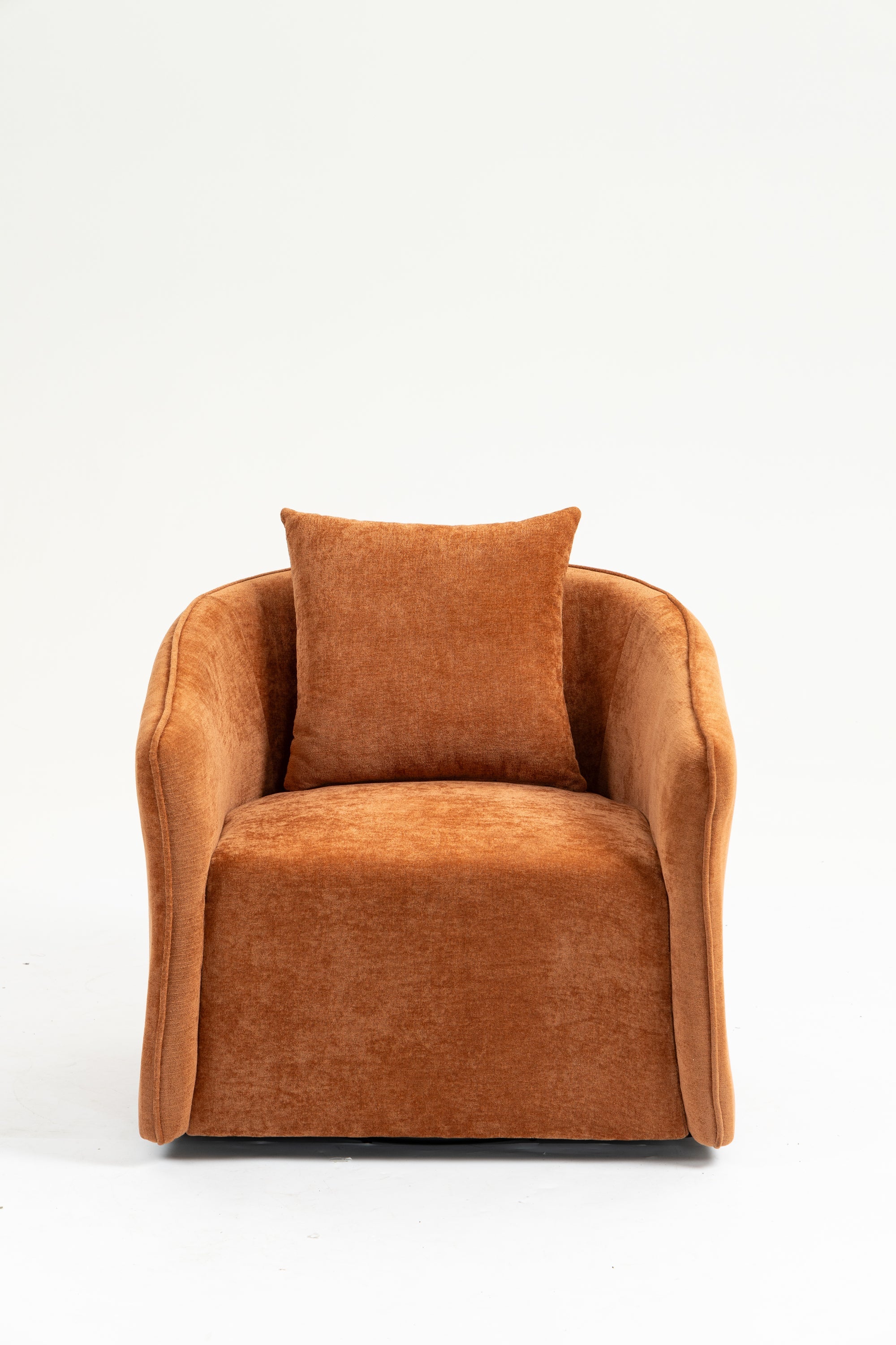 Mid Century Modern Swivel Accent Chair with Wood Frame, Upholstered Living Room Chairs with Waist Cushion, Reading Armchair for Bedroom