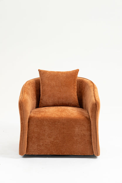 Mid Century Modern Swivel Accent Chair with Wood Frame, Upholstered Living Room Chairs with Waist Cushion, Reading Armchair for Bedroom