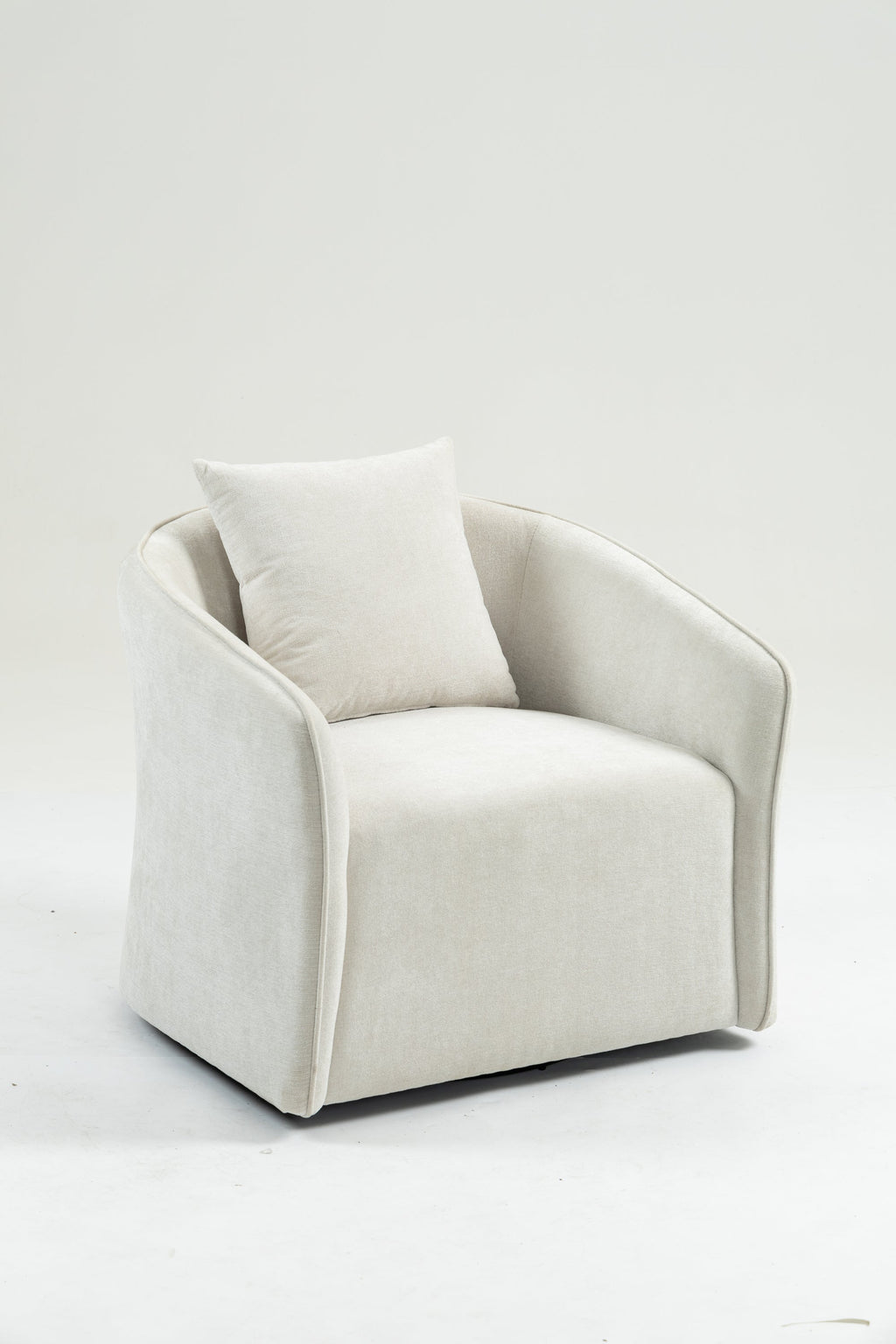 Mid Century Modern Swivel Accent Chair with Wood Frame, Upholstered Living Room Chairs with Waist Cushion, Reading Armchair for Bedroom