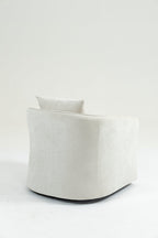 Mid Century Modern Swivel Accent Chair with Wood Frame, Upholstered Living Room Chairs with Waist Cushion, Reading Armchair for Bedroom