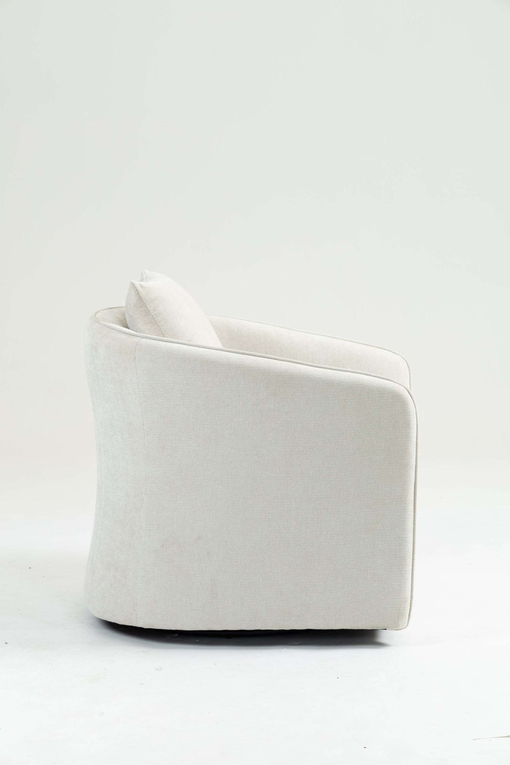 Mid Century Modern Swivel Accent Chair with Wood Frame, Upholstered Living Room Chairs with Waist Cushion, Reading Armchair for Bedroom