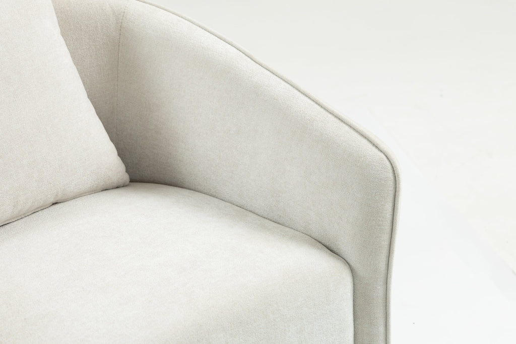 Mid Century Modern Swivel Accent Chair with Wood Frame, Upholstered Living Room Chairs with Waist Cushion, Reading Armchair for Bedroom