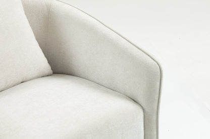 Mid Century Modern Swivel Accent Chair with Wood Frame, Upholstered Living Room Chairs with Waist Cushion, Reading Armchair for Bedroom