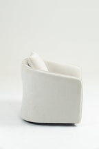 Mid Century Modern Swivel Accent Chair with Wood Frame, Upholstered Living Room Chairs with Waist Cushion, Reading Armchair for Bedroom