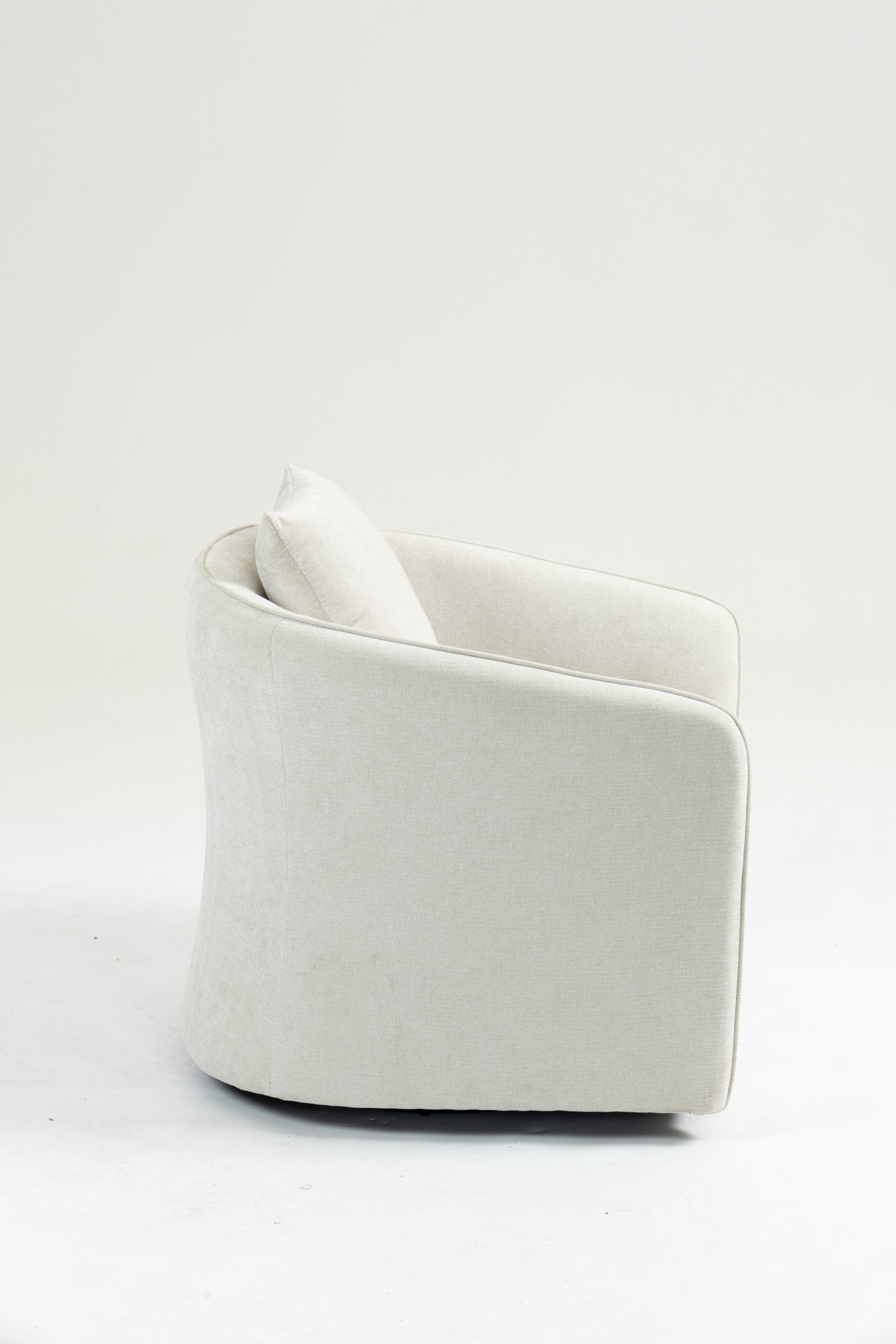 Mid Century Modern Swivel Accent Chair with Wood Frame, Upholstered Living Room Chairs with Waist Cushion, Reading Armchair for Bedroom