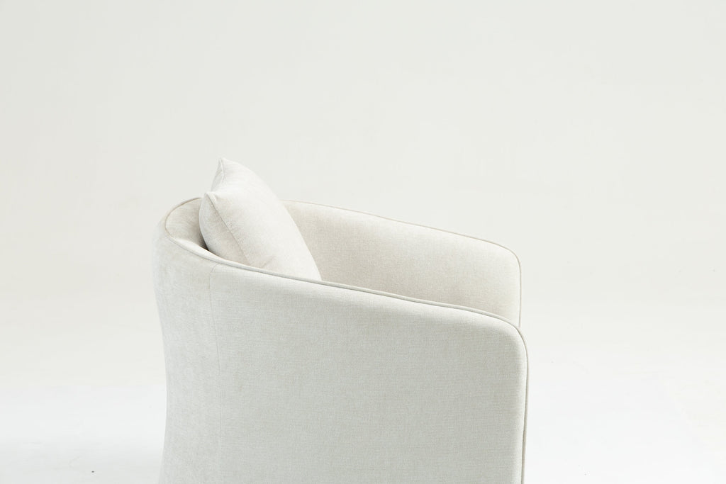 Mid Century Modern Swivel Accent Chair with Wood Frame, Upholstered Living Room Chairs with Waist Cushion, Reading Armchair for Bedroom