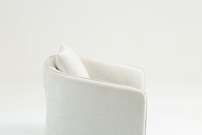 Mid Century Modern Swivel Accent Chair with Wood Frame, Upholstered Living Room Chairs with Waist Cushion, Reading Armchair for Bedroom