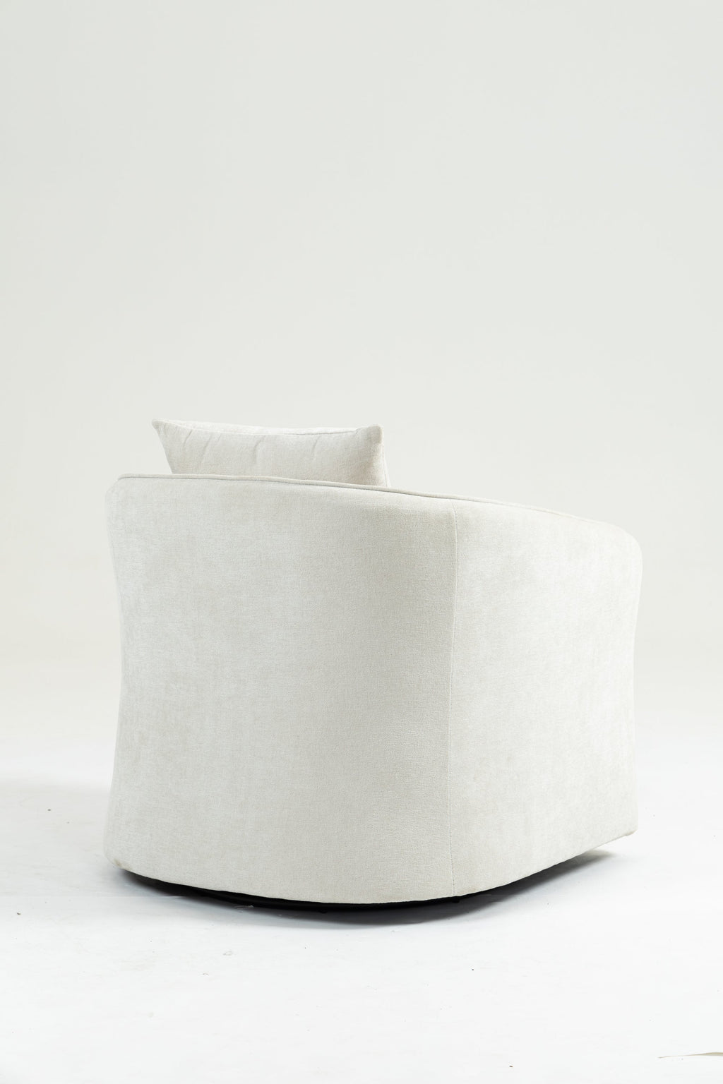 Mid Century Modern Swivel Accent Chair with Wood Frame, Upholstered Living Room Chairs with Waist Cushion, Reading Armchair for Bedroom