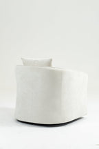 Mid Century Modern Swivel Accent Chair with Wood Frame, Upholstered Living Room Chairs with Waist Cushion, Reading Armchair for Bedroom