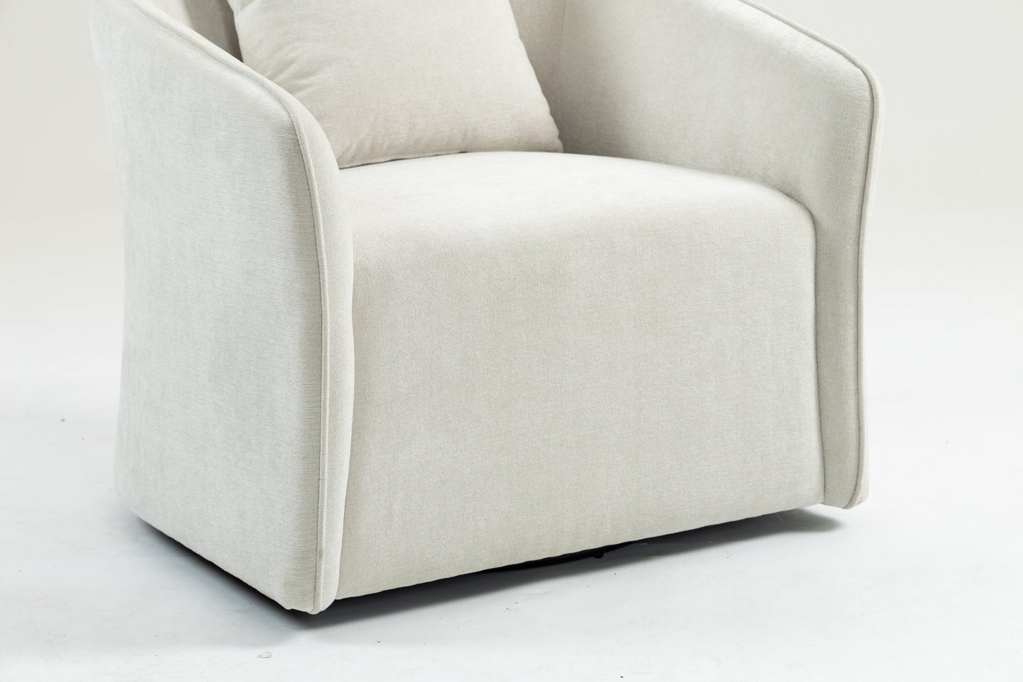 Mid Century Modern Swivel Accent Chair with Wood Frame, Upholstered Living Room Chairs with Waist Cushion, Reading Armchair for Bedroom