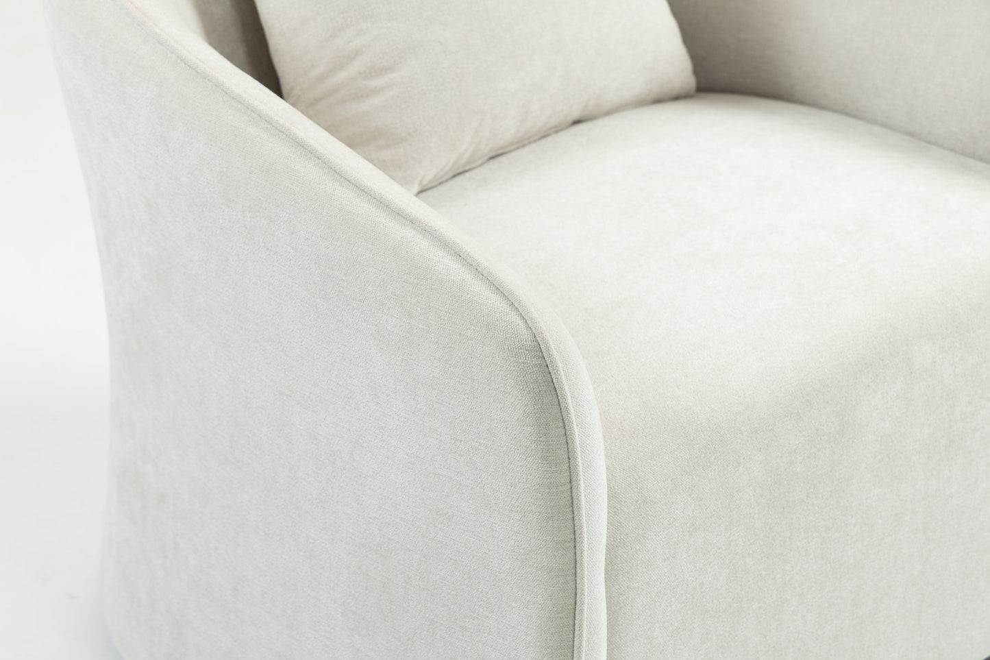 Mid Century Modern Swivel Accent Chair with Wood Frame, Upholstered Living Room Chairs with Waist Cushion, Reading Armchair for Bedroom