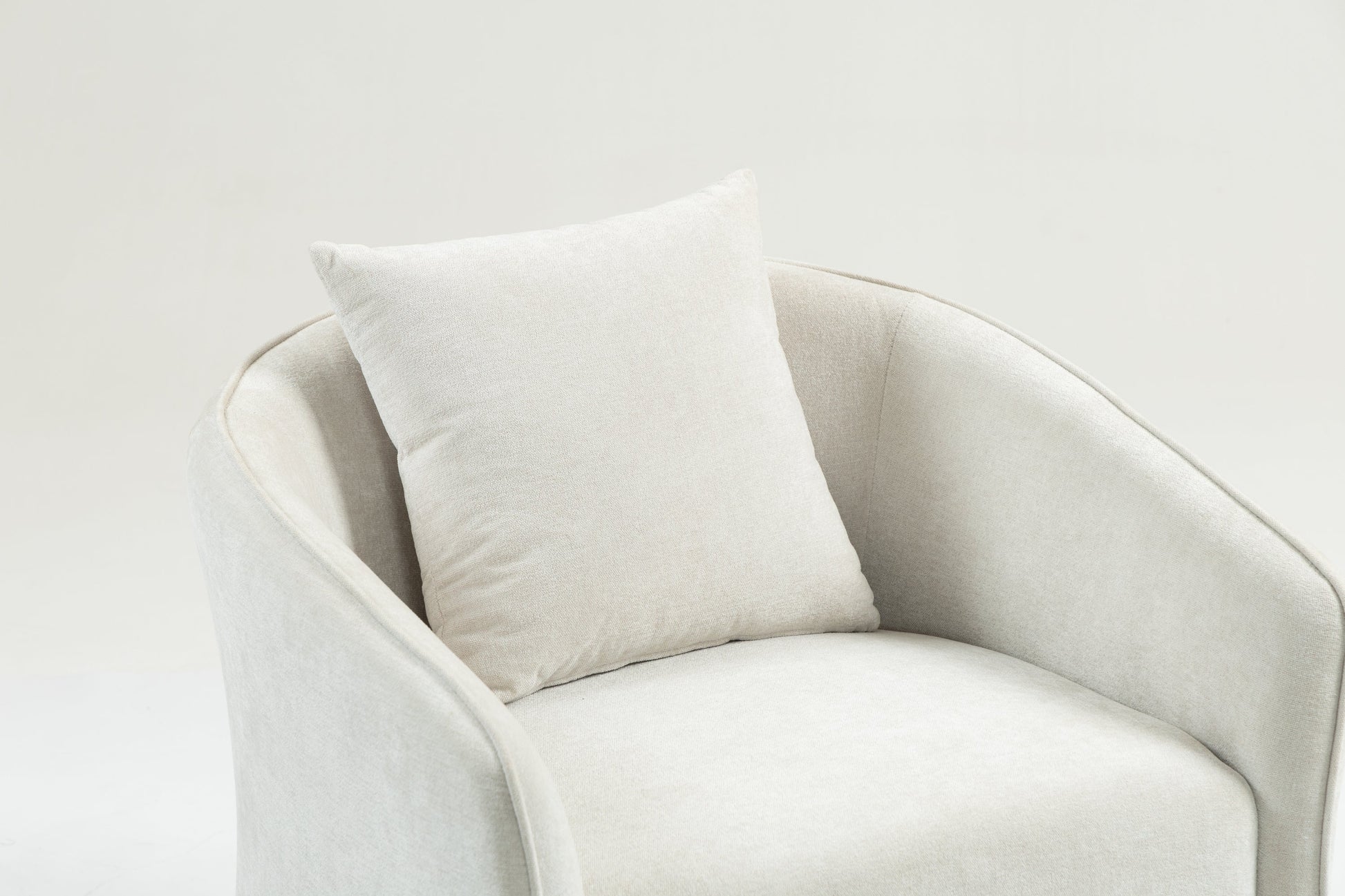 Mid Century Modern Swivel Accent Chair with Wood Frame, Upholstered Living Room Chairs with Waist Cushion, Reading Armchair for Bedroom