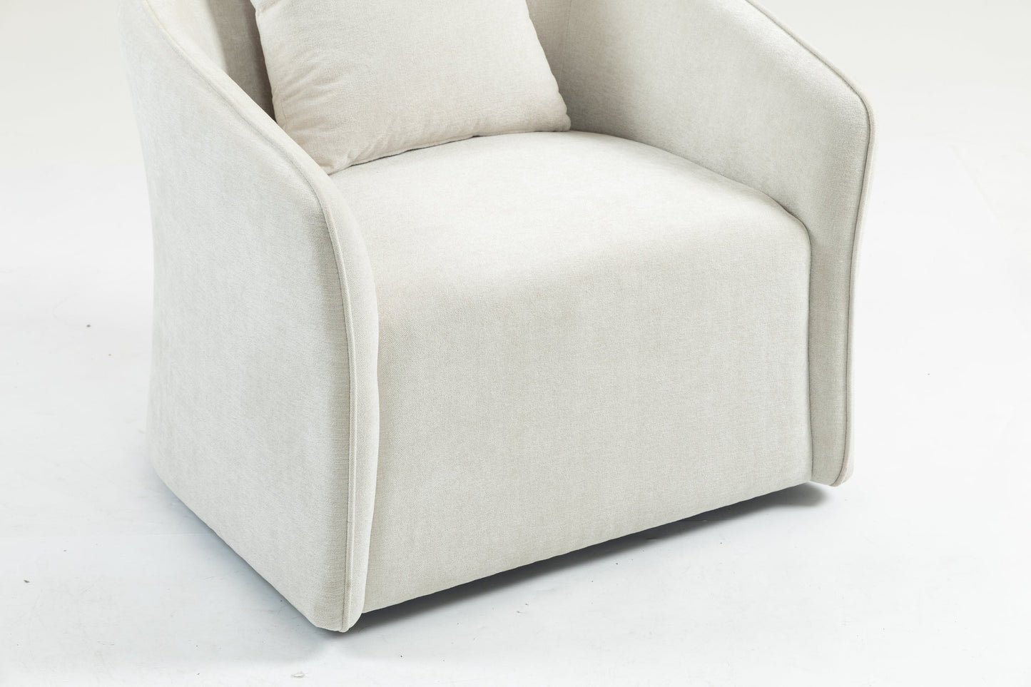 Mid Century Modern Swivel Accent Chair with Wood Frame, Upholstered Living Room Chairs with Waist Cushion, Reading Armchair for Bedroom