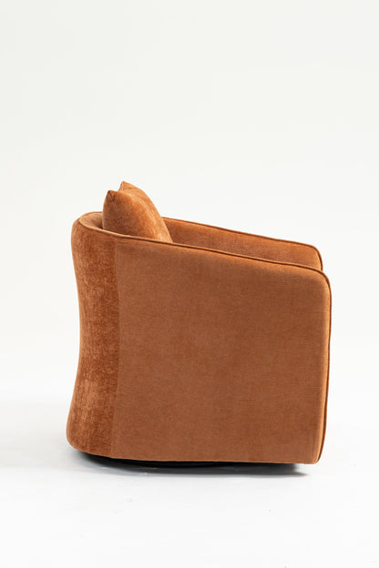 Mid Century Modern Swivel Accent Chair with Wood Frame, Upholstered Living Room Chairs with Waist Cushion, Reading Armchair for Bedroom