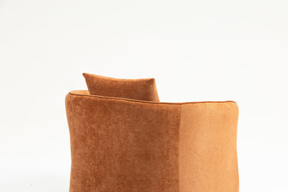 Mid Century Modern Swivel Accent Chair with Wood Frame, Upholstered Living Room Chairs with Waist Cushion, Reading Armchair for Bedroom