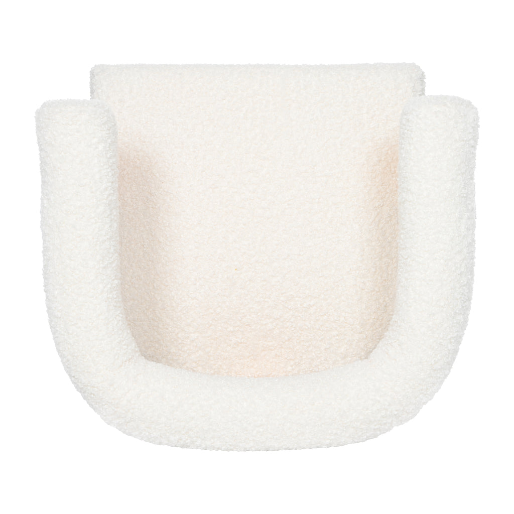 Mid-Century Modern Barrel Accent Chair, Upholstered Kitchen & Dining Room Chairs with Arms, Teddy Velvet Boucle Accent Chairs Side Chairs for Kitchen Living Room Bedroom, White