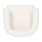 Mid-Century Modern Barrel Accent Chair, Upholstered Kitchen & Dining Room Chairs with Arms, Teddy Velvet Boucle Accent Chairs Side Chairs for Kitchen Living Room Bedroom, White