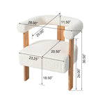 Mid-Century Modern Barrel Accent Chair, Upholstered Kitchen & Dining Room Chairs with Arms, Teddy Velvet Boucle Accent Chairs Side Chairs for Kitchen Living Room Bedroom, White