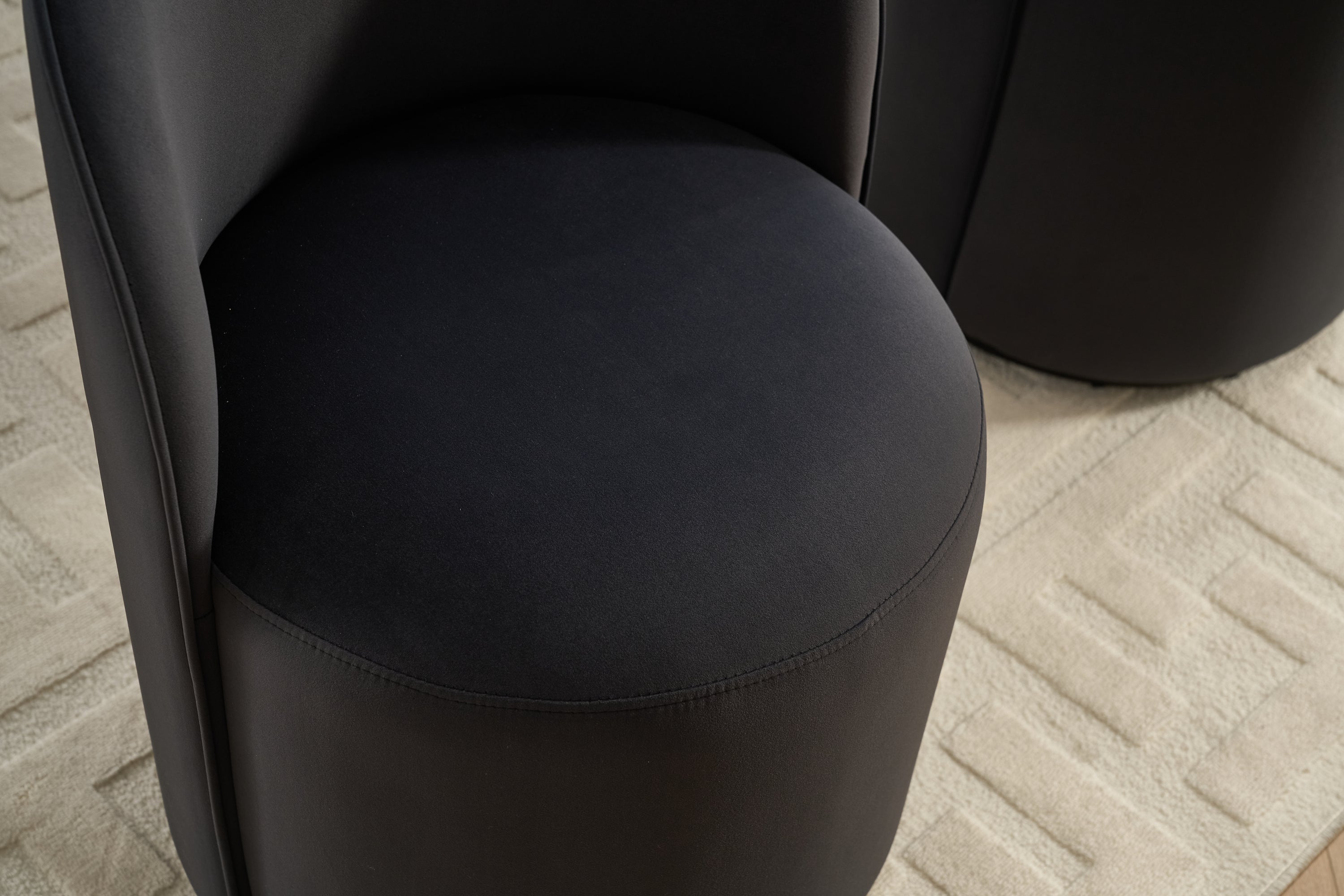 Set Of 1 Upholstered Kitchen & Dining Room Barrel Chair, Mid Century Modern Round Velvet Dining Chair, 360 Degree Swivel Comfy Armless Accent Makeup Vanity Side Chair for Bedroom Living Room