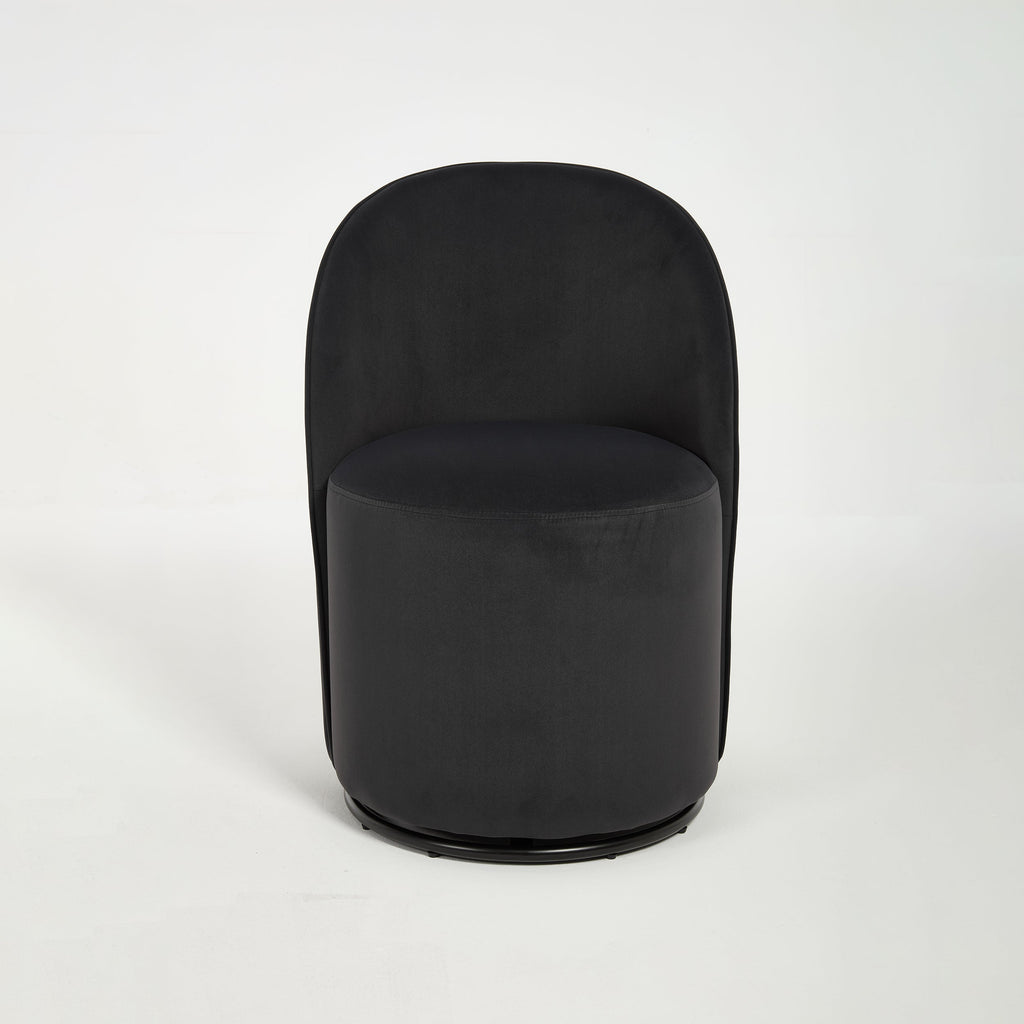 Set Of 1 Upholstered Kitchen & Dining Room Barrel Chair, Mid Century Modern Round Velvet Dining Chair, 360 Degree Swivel Comfy Armless Accent Makeup Vanity Side Chair for Bedroom Living Room