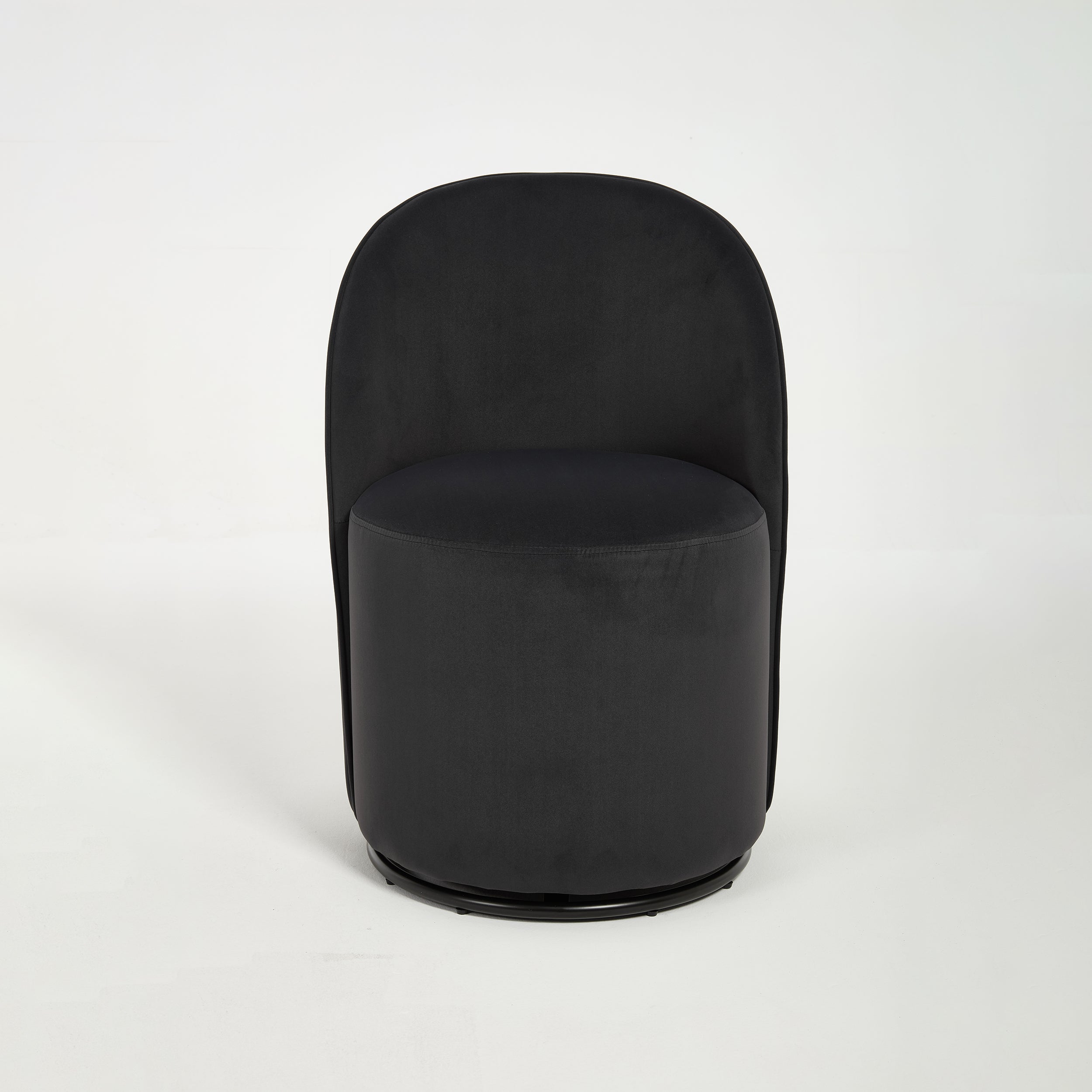 Set Of 1 Upholstered Kitchen & Dining Room Barrel Chair, Mid Century Modern Round Velvet Dining Chair, 360 Degree Swivel Comfy Armless Accent Makeup Vanity Side Chair for Bedroom Living Room