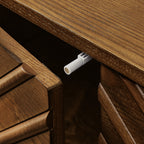 60.5'' Buffet Cabinet with Storage, Farmhouse Fluted Sideboard with Geometric Pattern & Adjustable Shelves, Mid Century Modern TV Stand for Living Room Kitchen Dining Room Entryway, Walnut - Groovy Boardz