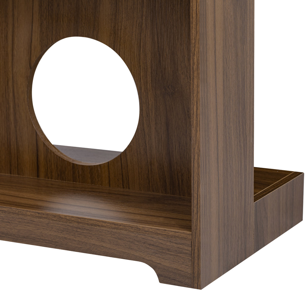 Mid-Century Modern Walnut Vintage Multi-use Cabinet With Cat scratcher Bed cat friendly furniture