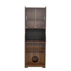 Mid-Century Modern Walnut Vintage Multi-use Cabinet With Cat scratcher Bed cat friendly furniture