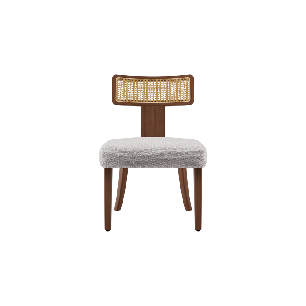 Mid Century Modern Dining Chairs Set of 2,Solid Wood and Rattan Net Back,Dining Room Chairs Accent Side Chairs for Dining Room,Walnut Frame and Beige Set Coushion