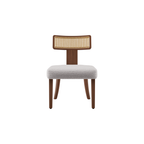 Mid Century Modern Dining Chairs Set of 2,Solid Wood and Rattan Net Back,Dining Room Chairs Accent Side Chairs for Dining Room,Walnut Frame and Beige Set Coushion