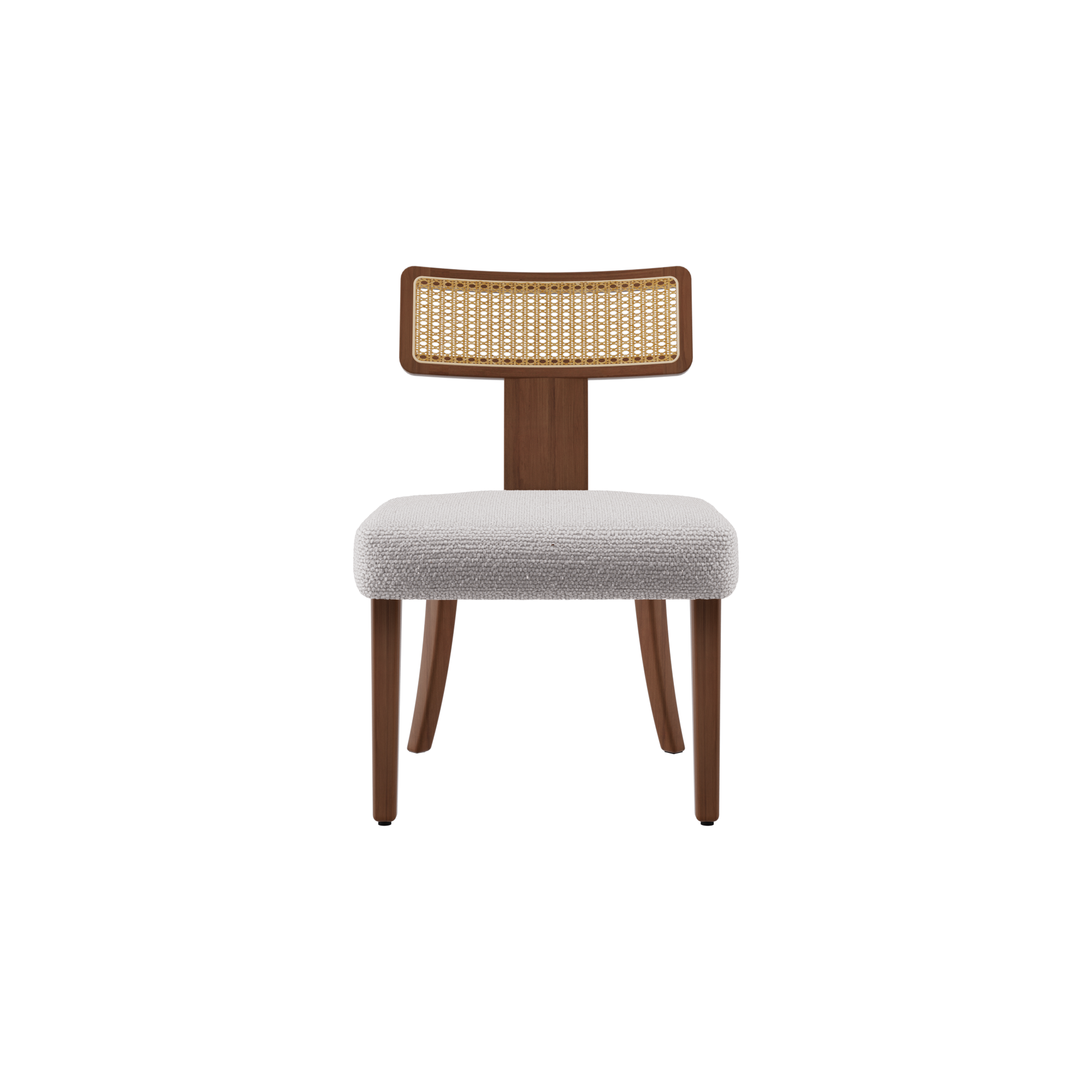 Mid Century Modern Dining Chairs Set of 2,Solid Wood and Rattan Net Back,Dining Room Chairs Accent Side Chairs for Dining Room,Walnut Frame and Beige Set Coushion