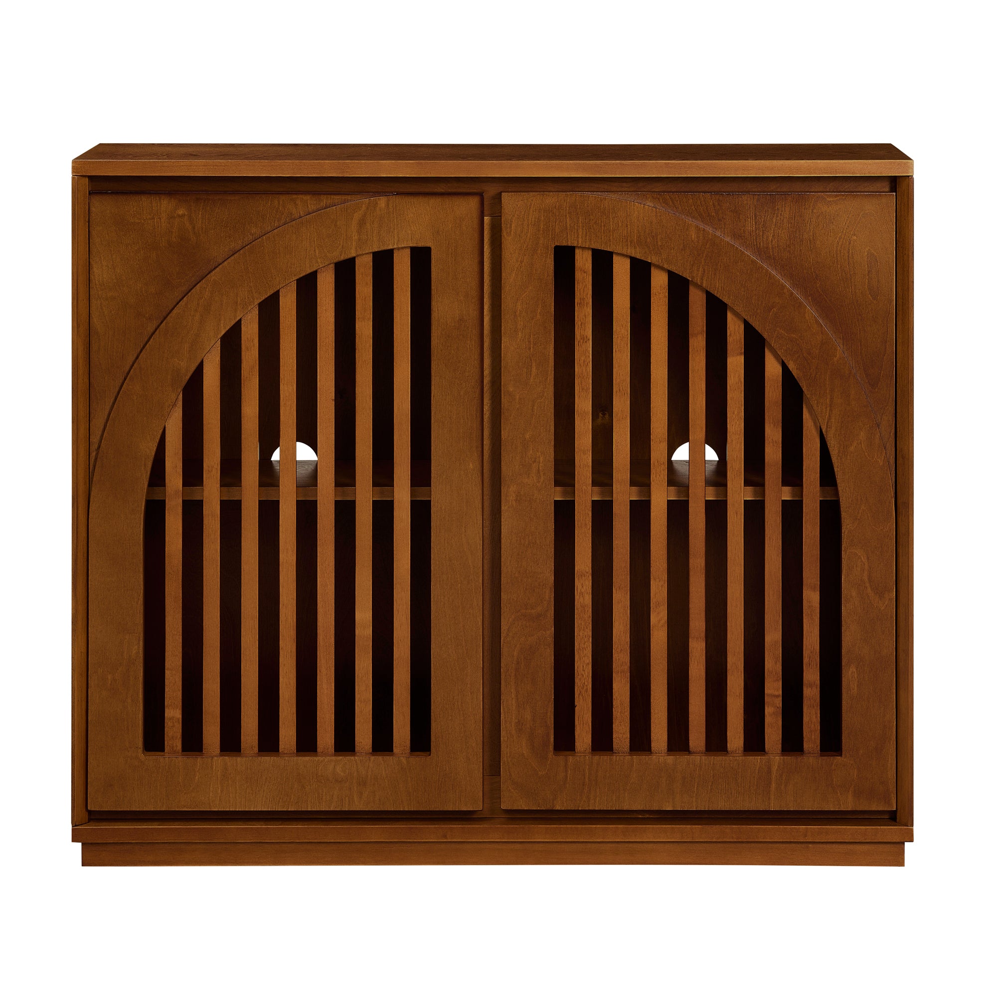 Mid Century Modern Fluted Sideboard Cabinet with 2 Outlet Holes, Buffet Cabinet with Storage, Narrow Side Cabinet for Living Room Entryway Hallway Kitchen Coffee Bar, Walnut