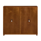 Mid Century Modern Fluted Sideboard Cabinet with 2 Outlet Holes, Buffet Cabinet with Storage, Narrow Side Cabinet for Living Room Entryway Hallway Kitchen Coffee Bar, Walnut