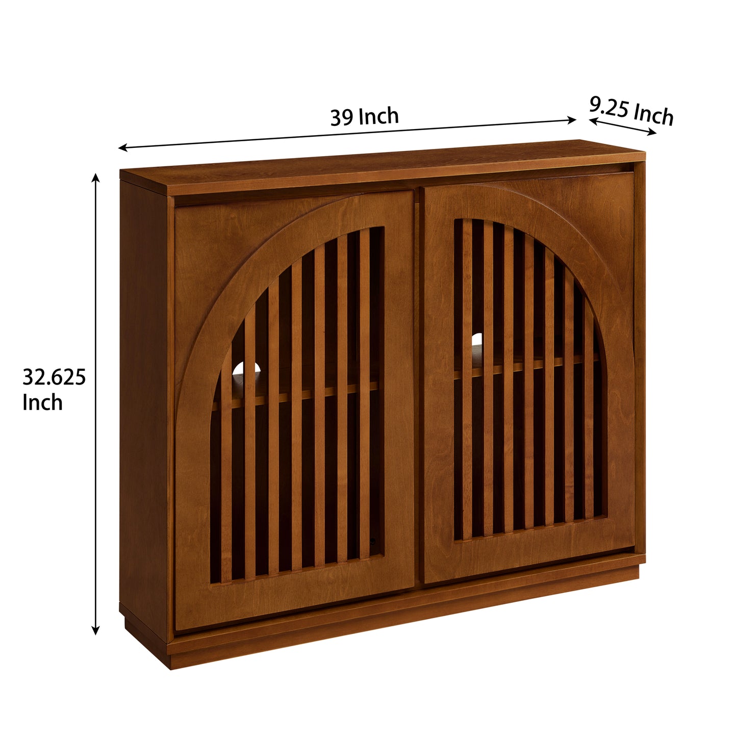 Mid Century Modern Fluted Sideboard Cabinet with 2 Outlet Holes, Buffet Cabinet with Storage, Narrow Side Cabinet for Living Room Entryway Hallway Kitchen Coffee Bar, Walnut