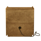 Mid Century Modern Nightstand with Charging Station & Outlet Hole & 2 Drawers, Farmhouse End Table with Open Shelf & Glass Drawer Dresser, Side Cabinet for Living Room Reception Room Dorm-Light Walnut