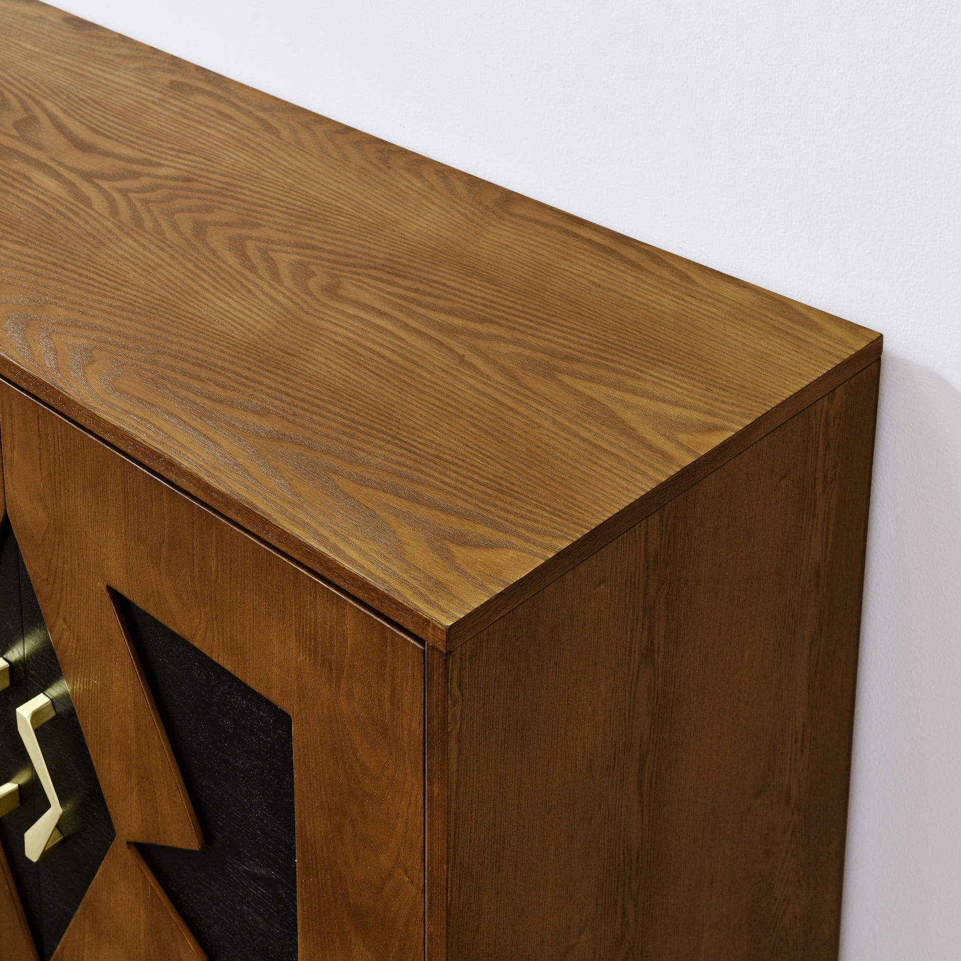 60' Mid Century Modern Sideboard Buffet Cabinet with Storage, TV Media Console, Storage Cabinet with Geometric Pattern & Adjustable Shelves for Kitchen Dining Living Room Entryway Hallway, Walnut - Groovy Boardz