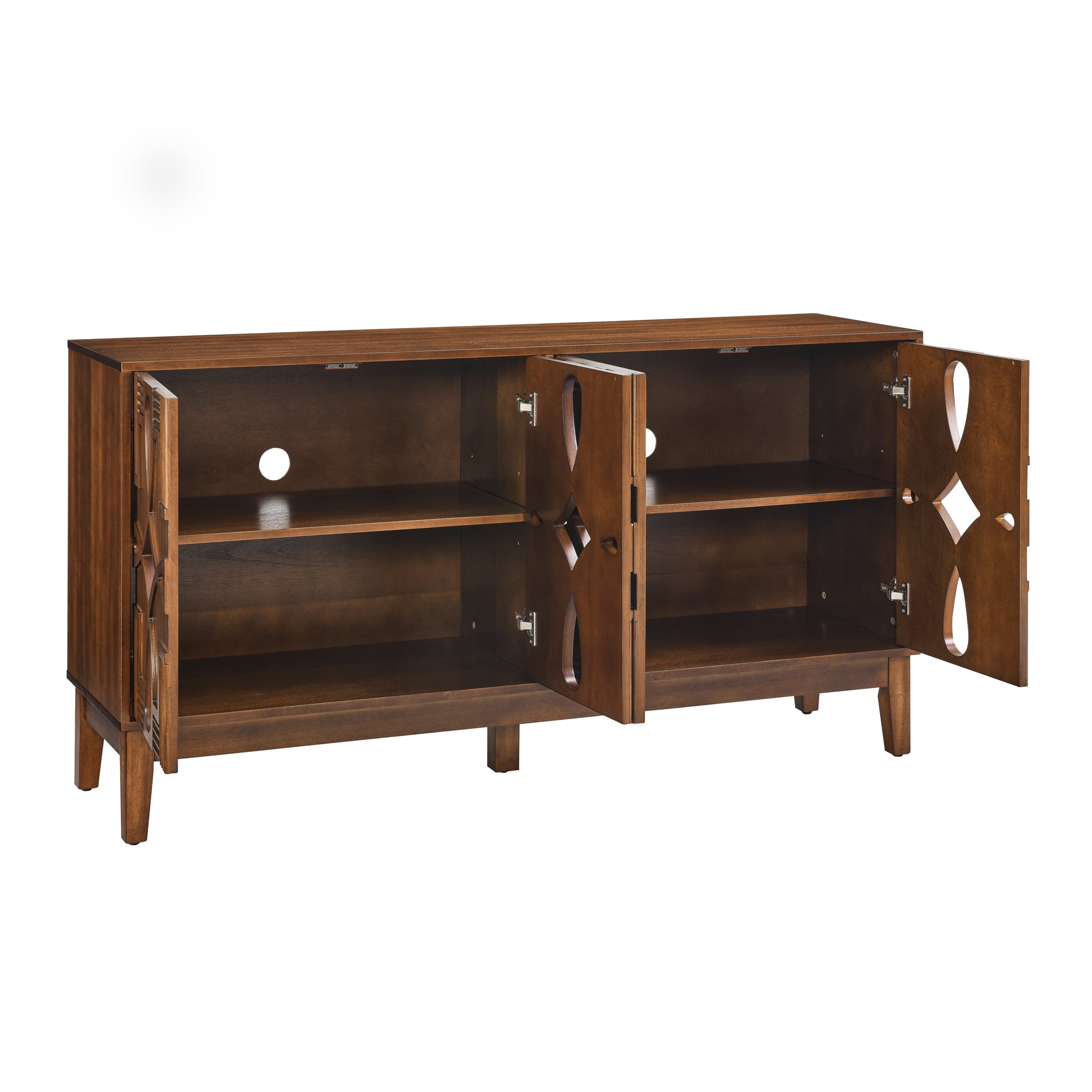 60.5' Mid Century Modern Sideboard Buffet Cabinet with Storage, TV Media Console Table, Storage Cabinet with 4 Doors & Adjustable Shelves for Kitchen Dining Living Room Entryway, Walnut