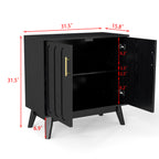 Mid Century Modern Fluted Sideboard Cabinet with Adjustable Shelves & Solid Wood Legs, Buffet Cabinet with Storage, Walnut Storage Cabinet for Living Room, Entryway, Hallway, Dining Room, Kitchen