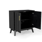 Mid Century Modern Fluted Sideboard Cabinet with Adjustable Shelves & Solid Wood Legs, Buffet Cabinet with Storage, Walnut Storage Cabinet for Living Room, Entryway, Hallway, Dining Room, Kitchen