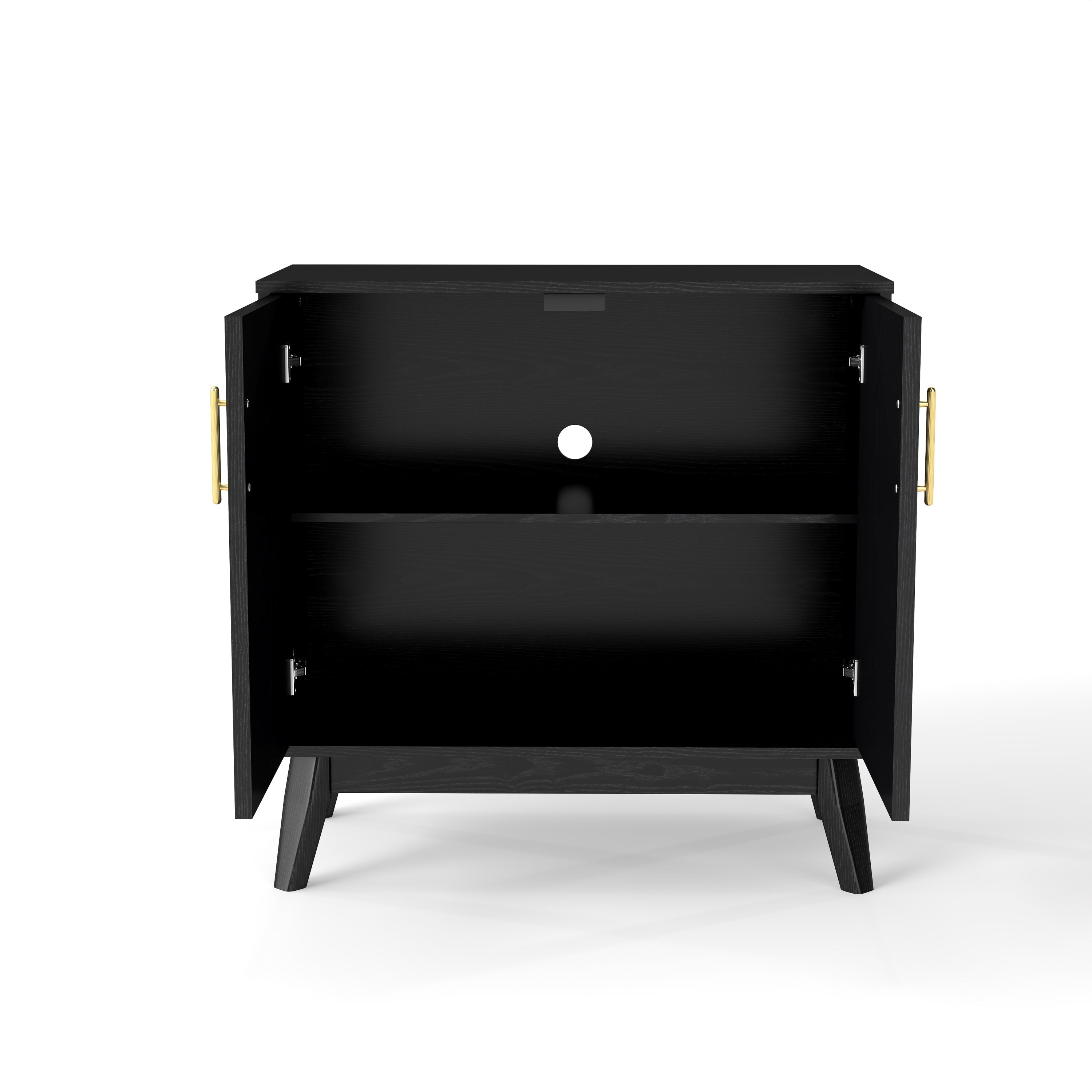 Mid Century Modern Fluted Sideboard Cabinet with Adjustable Shelves & Solid Wood Legs, Buffet Cabinet with Storage, Walnut Storage Cabinet for Living Room, Entryway, Hallway, Dining Room, Kitchen