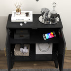 Mid Century Modern Fluted Sideboard Cabinet with Adjustable Shelves & Solid Wood Legs, Buffet Cabinet with Storage, Walnut Storage Cabinet for Living Room, Entryway, Hallway, Dining Room, Kitchen