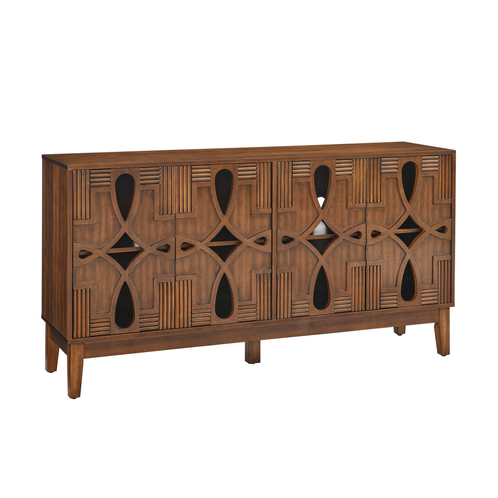 60.5' Mid Century Modern Sideboard Buffet Cabinet with Storage, TV Media Console Table, Storage Cabinet with 4 Doors & Adjustable Shelves for Kitchen Dining Living Room Entryway, Walnut