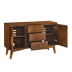 47.3 Mid Century Modern Sideboard Buffet Cabinet with Storage, Storage Cabinet with 2 Doors and 3 Drawers for Kitchen Dining Living Room Bedroom, Accent Console Table, Walnut