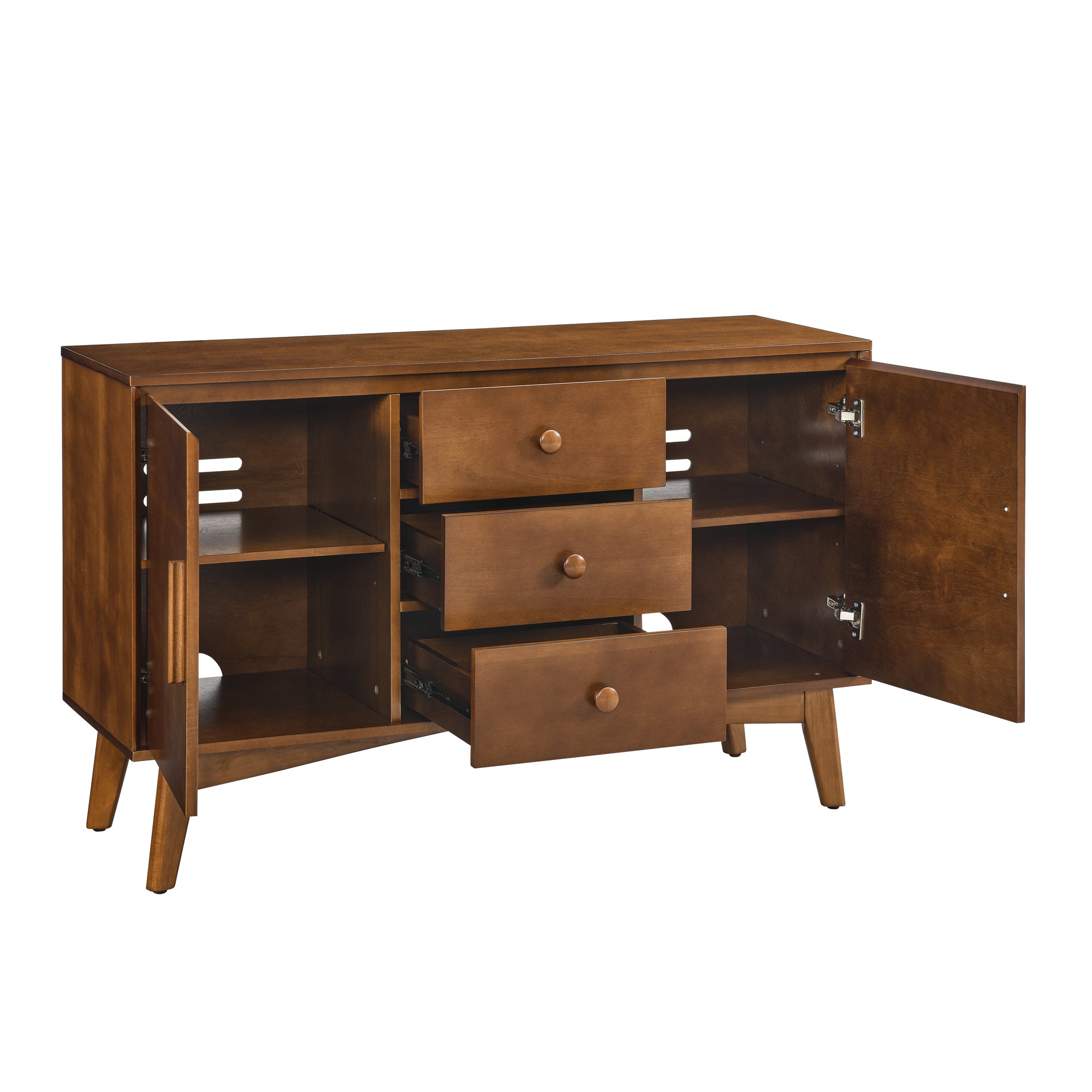 47.3 Mid Century Modern Sideboard Buffet Cabinet with Storage, Storage Cabinet with 2 Doors and 3 Drawers for Kitchen Dining Living Room Bedroom, Accent Console Table, Walnut