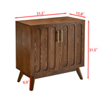 Mid Century Modern Fluted Sideboard Cabinet with Adjustable Shelves & Solid Wood Legs, Buffet Cabinet with Storage, Walnut Storage Cabinet for Living Room, Entryway, Hallway, Dining Room, Kitchen - Groovy Boardz