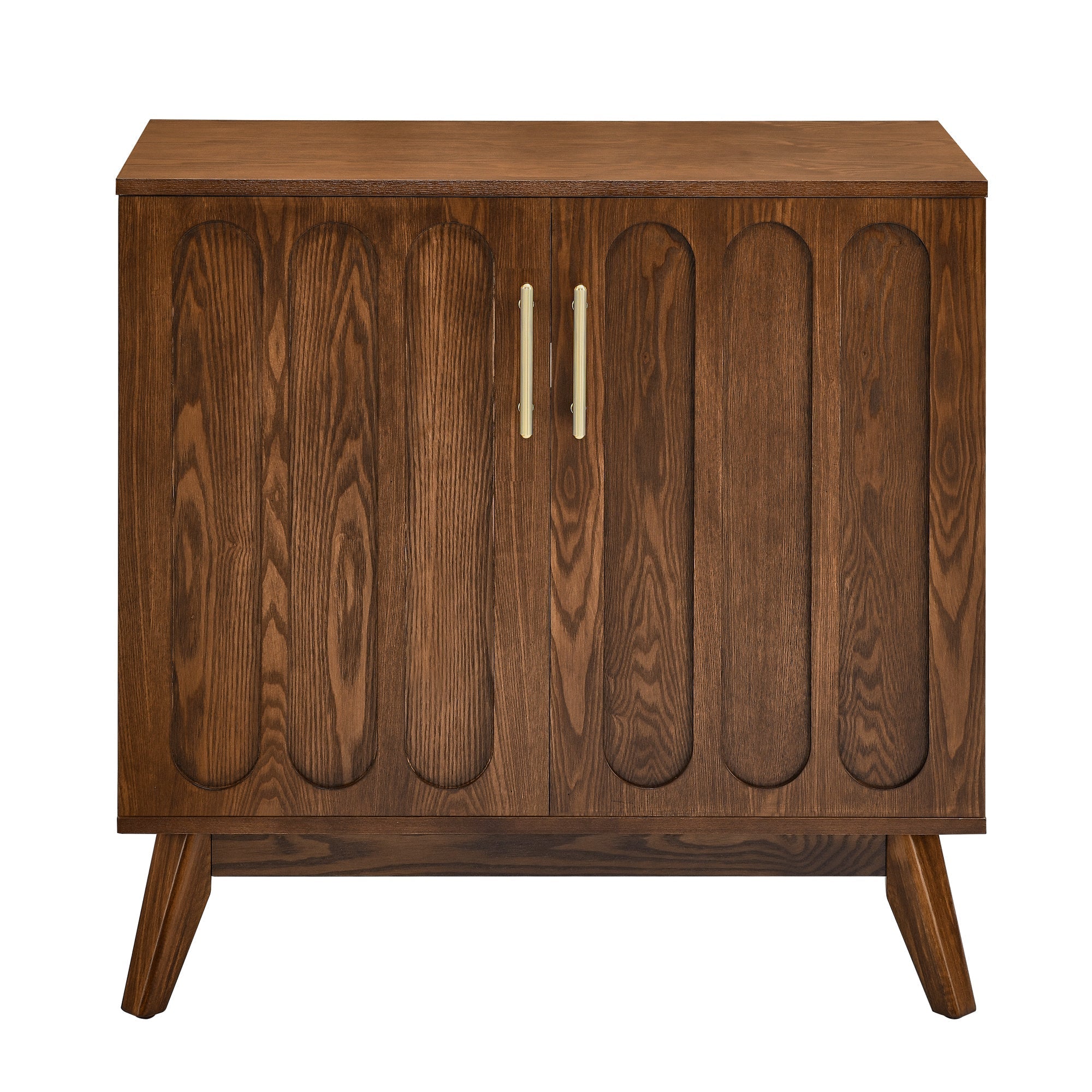 Mid Century Modern Fluted Sideboard Cabinet with Adjustable Shelves & Solid Wood Legs, Buffet Cabinet with Storage, Walnut Storage Cabinet for Living Room, Entryway, Hallway, Dining Room, Kitchen - Groovy Boardz